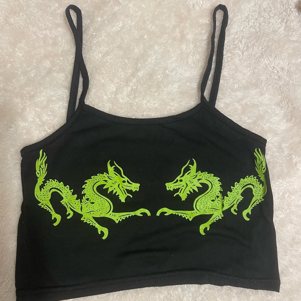 SHEIN/Romwe Black Dragon Cropped Tank